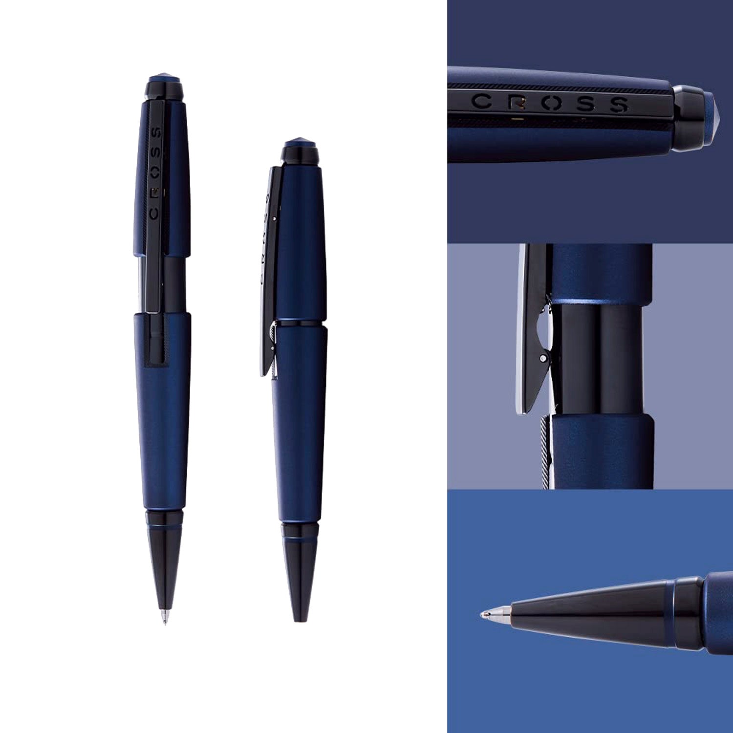 Cross Edge Matte Blue Roller Ball Pen AT0555-12