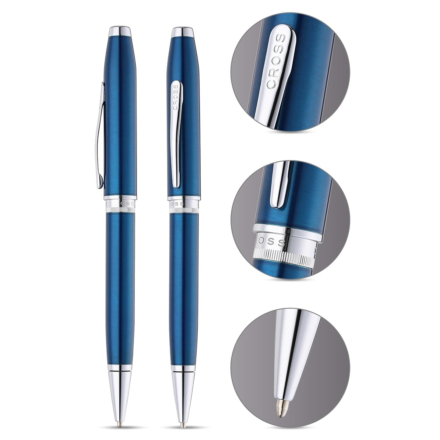 Cross Foundry Glossy Translucent Blue CT Ballpoint Pen AT0812-5
