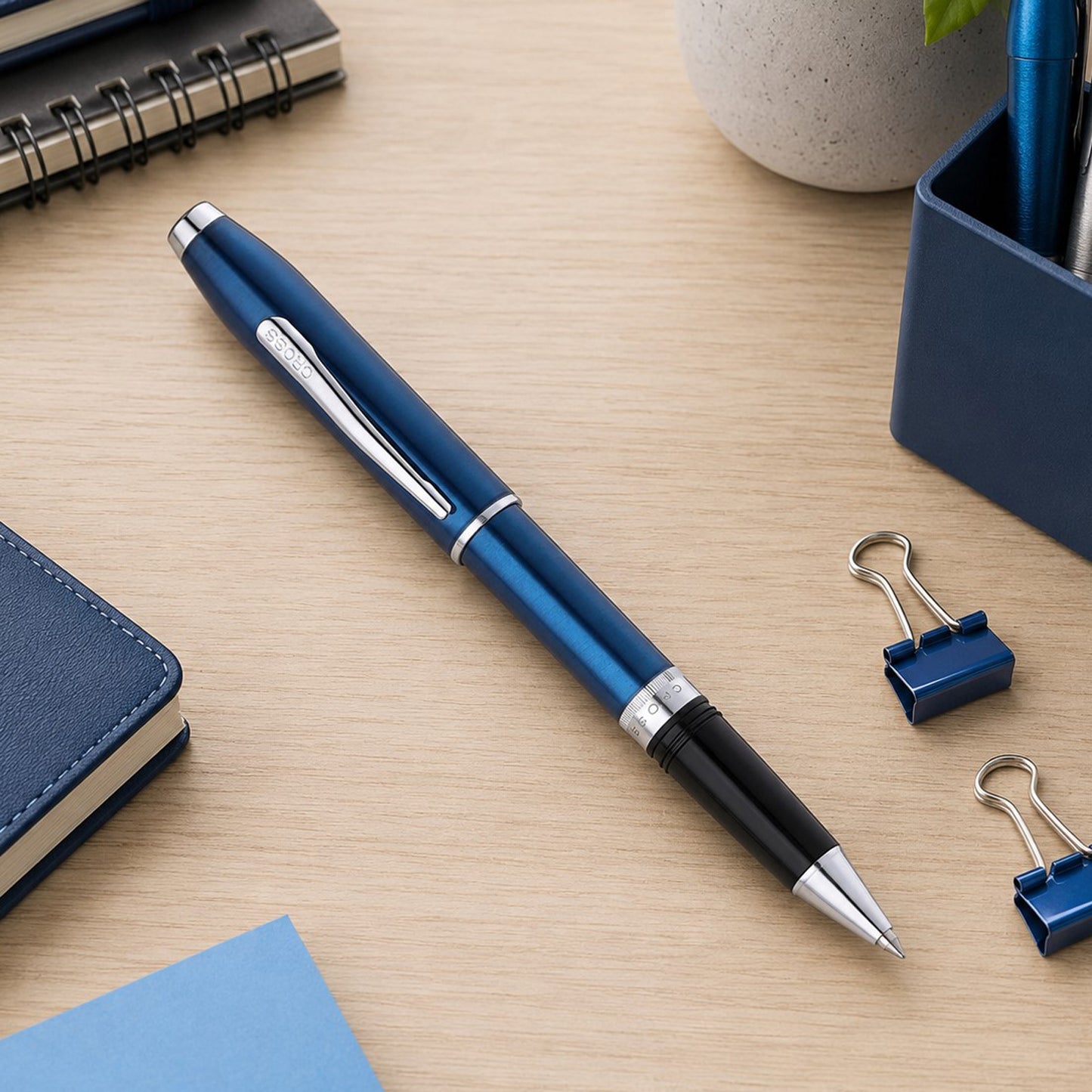 Cross Foundry Glossy Translucent Blue CT Roller Ball Pen AT0815-5
