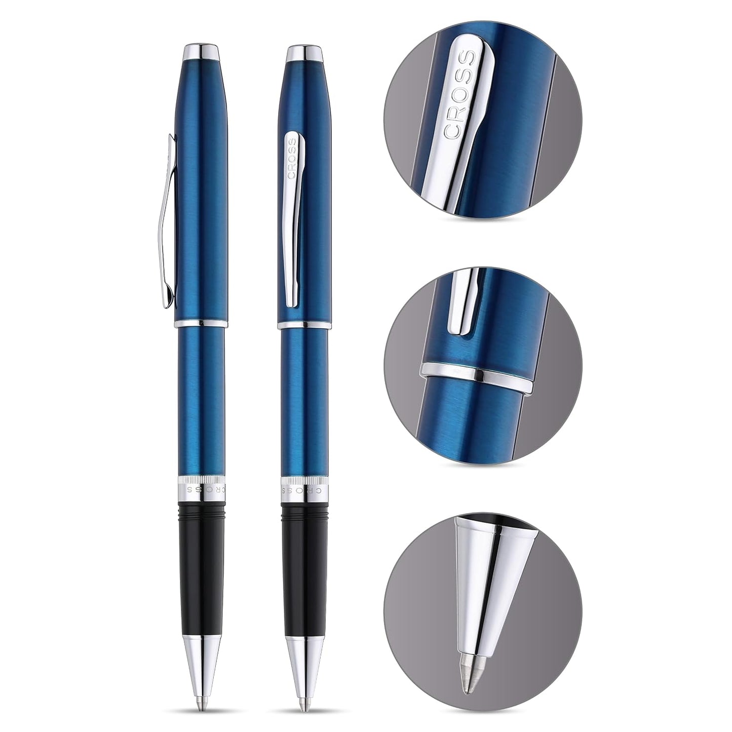 Cross Foundry Glossy Translucent Blue CT Roller Ball Pen AT0815-5