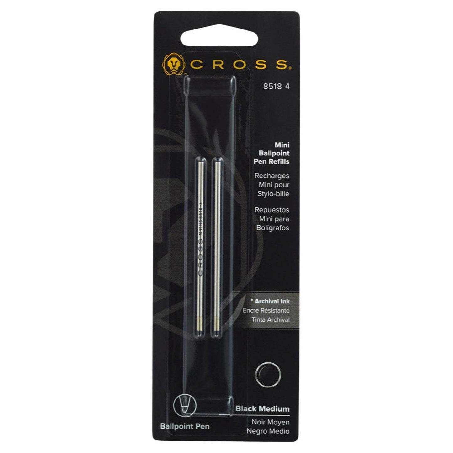 Cross Mini Ballpoint Pen Refill (Black - M - Pack of 2) 8518-4