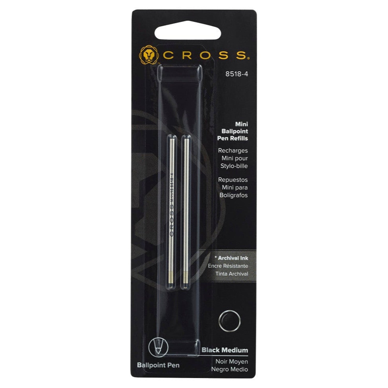 Cross Mini Ballpoint Pen Refill (Black - M - Pack of 2) 8518-4