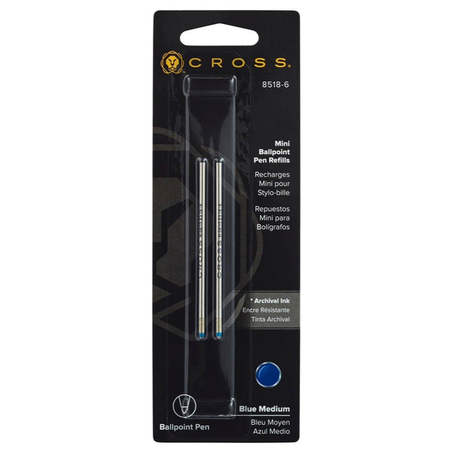 Cross Mini Ballpoint Pen Refill (Blue - M - Pack of 2) 8518-6