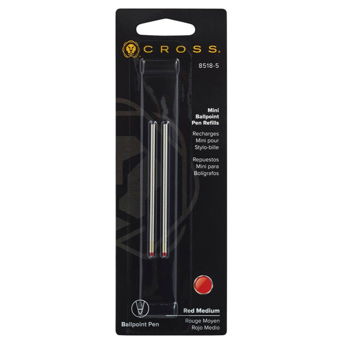 Cross Mini Ballpoint Pen Refill (Red - M - Pack of 2) 8518-5