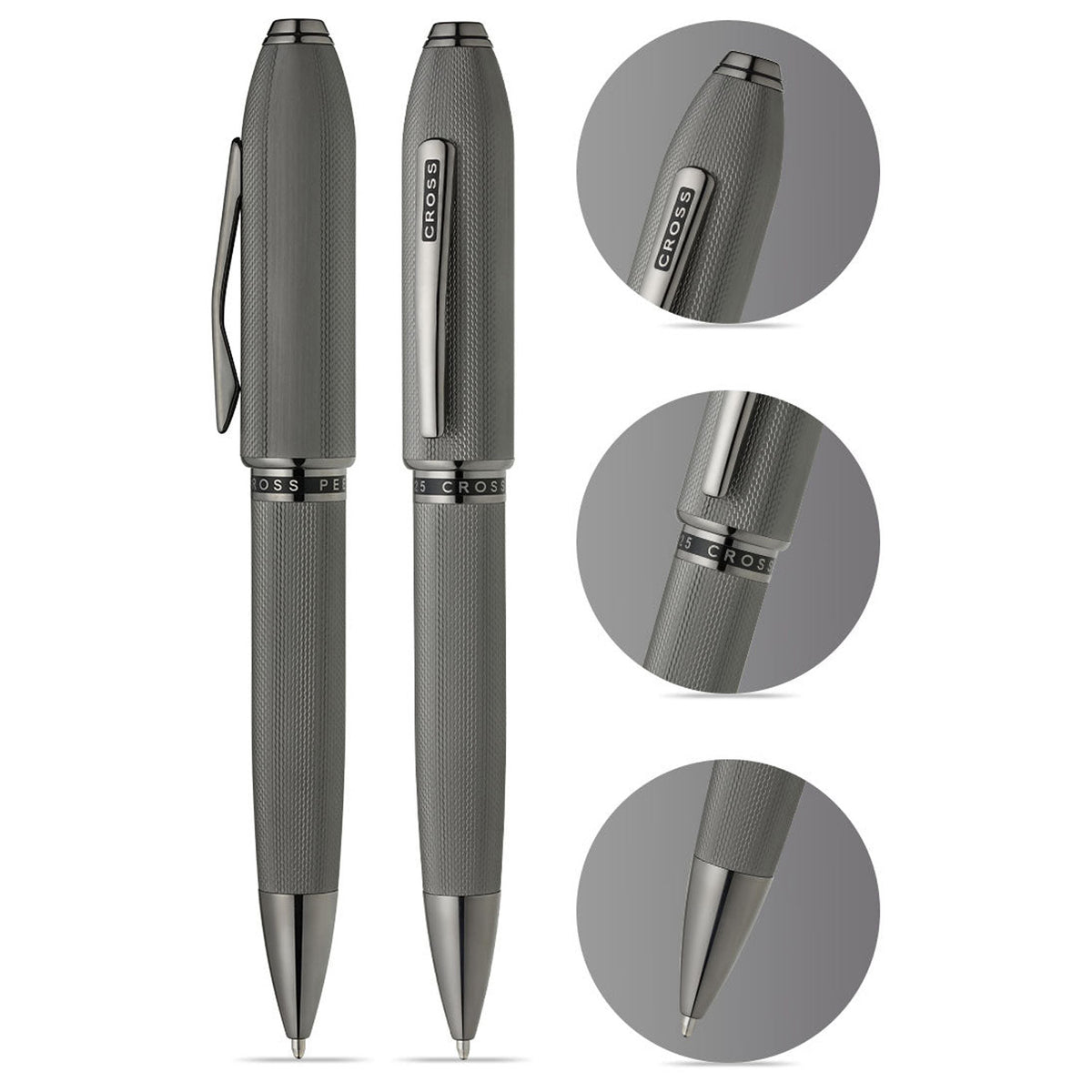 Cross Peerless 125 Polished Slate Gray PVD Ballpoint Pen AT0702-20
