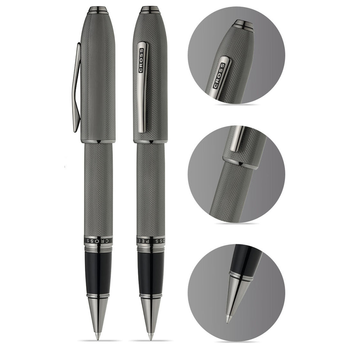Cross Peerless 125 Polished Slate Gray PVD Roller Ball Pen AT0705-20