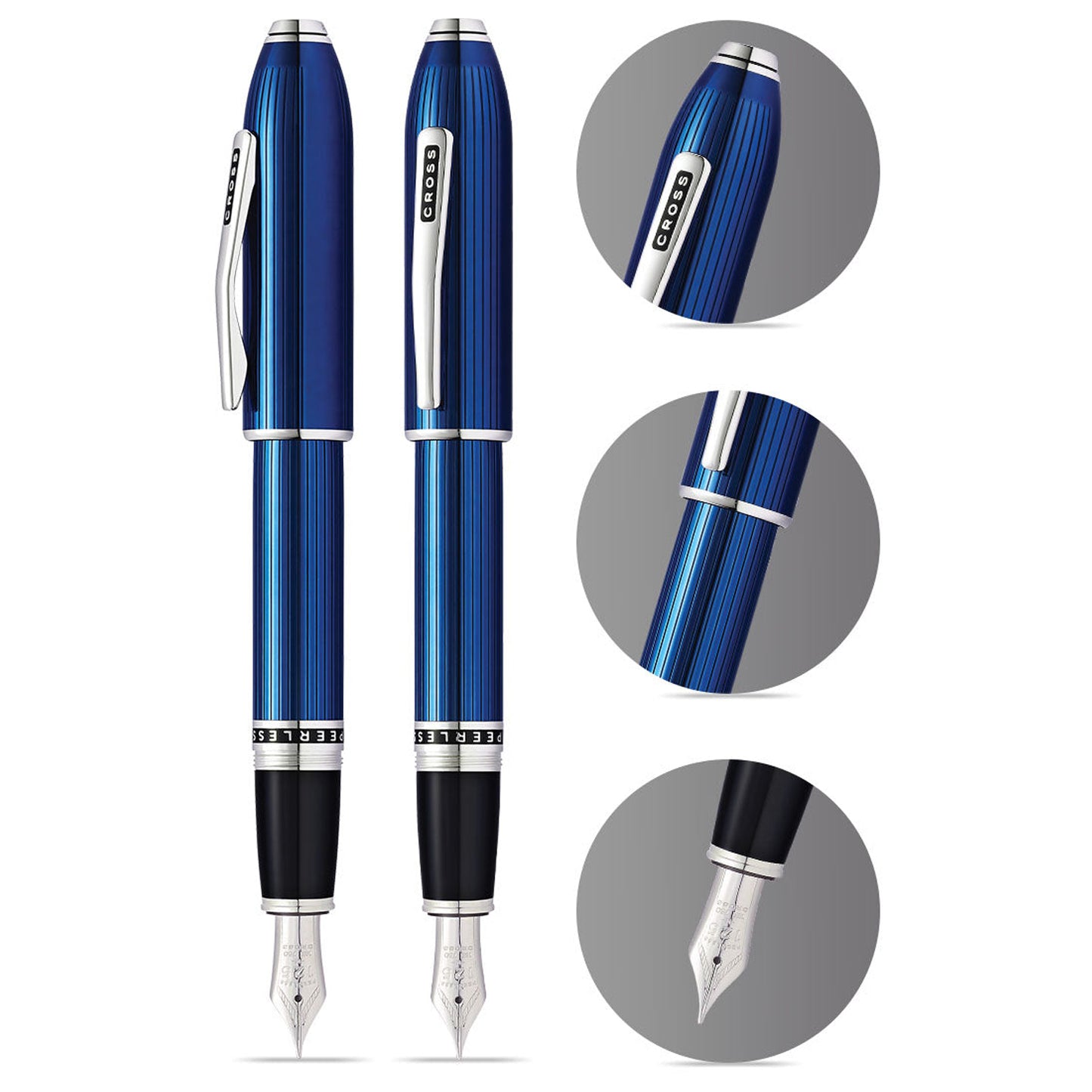 Cross Peerless 125 Translucent Quartz Blue CT Fountain Pen
