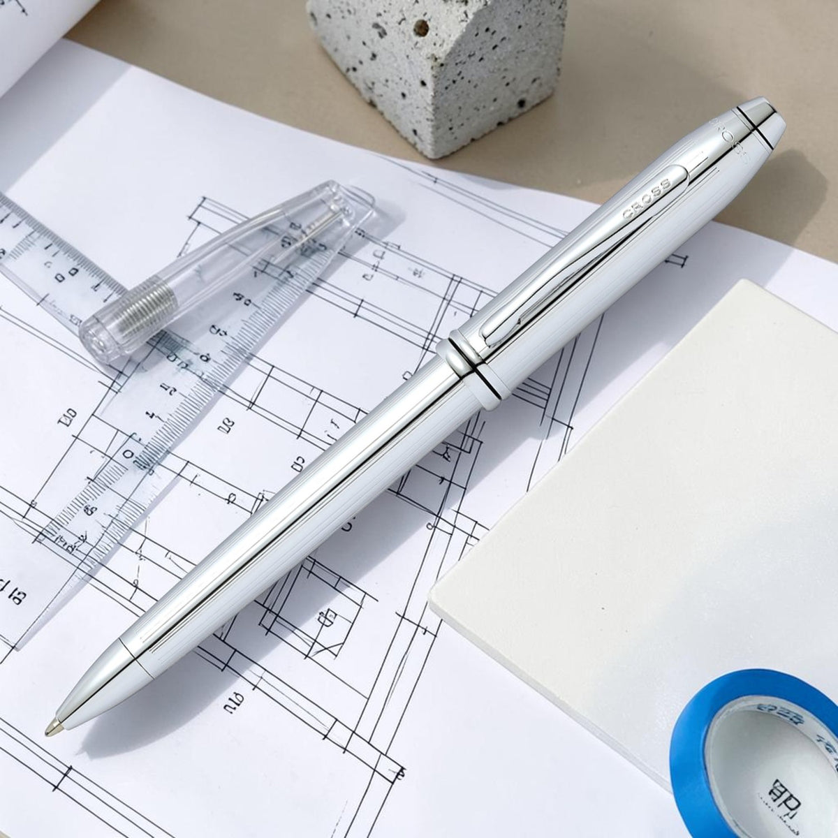 Cross Townsend Lustrous Chrome CT Ballpoint Pen 532TW