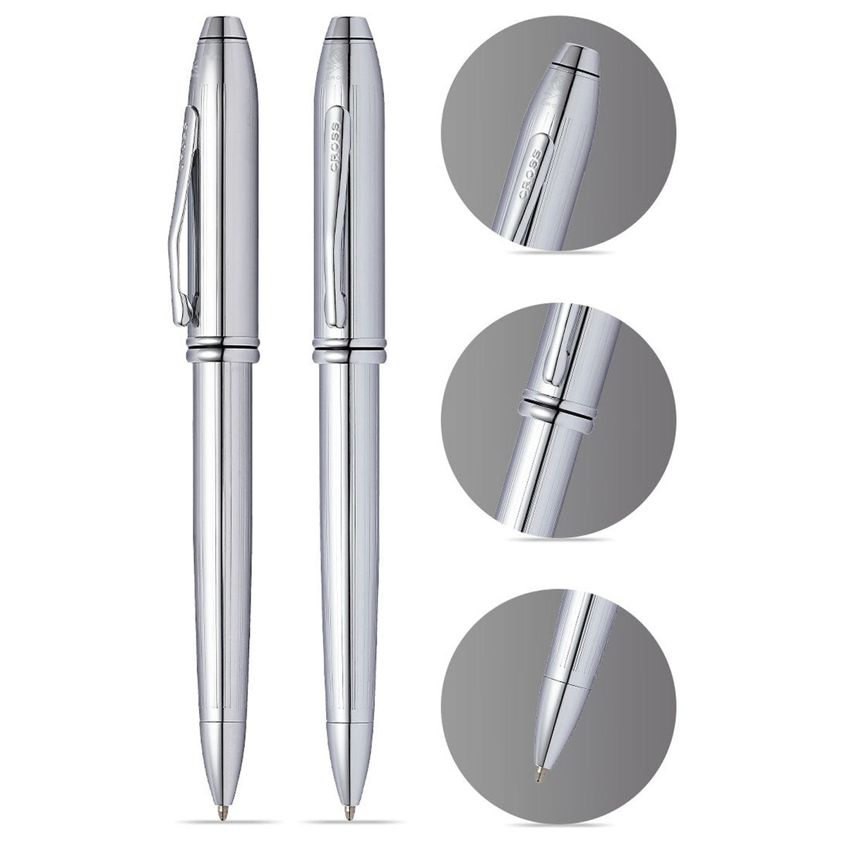 Cross Townsend Lustrous Chrome CT Ballpoint Pen 532TW