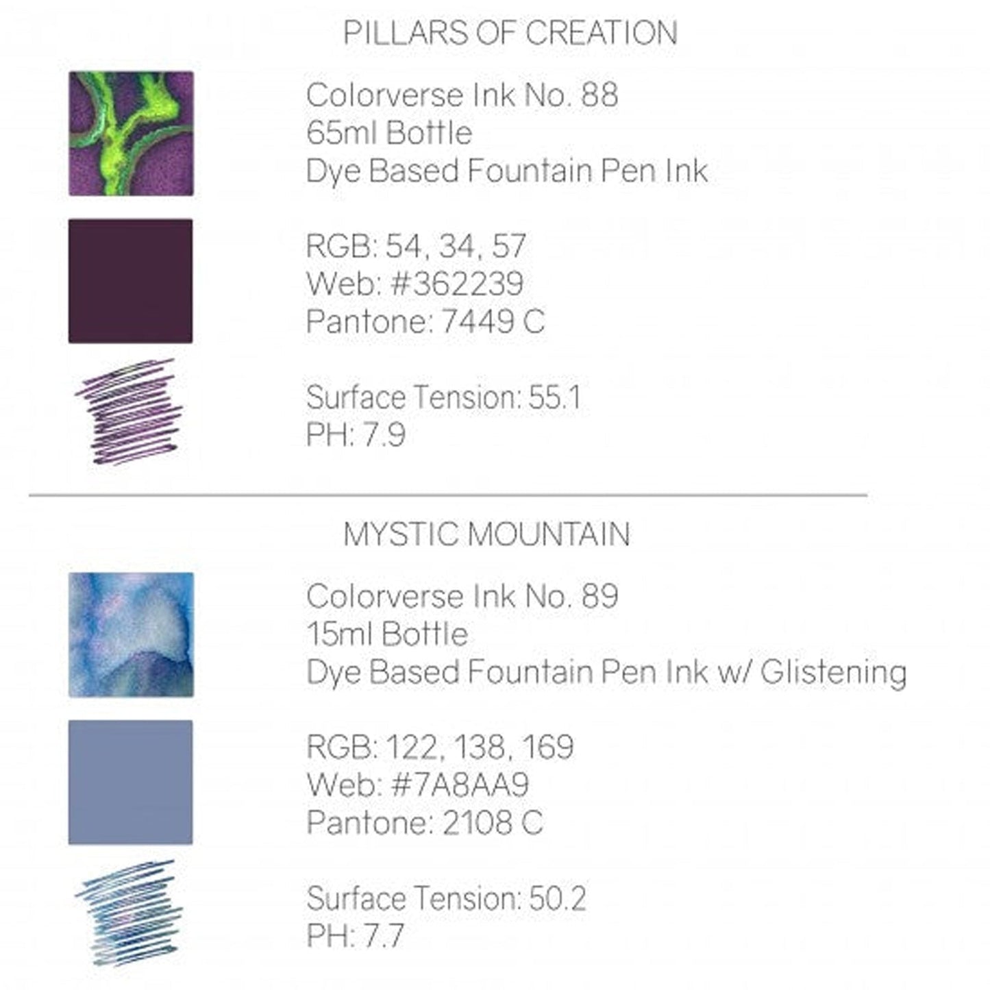 Colorverse Eye On The Universe Season 7 Ink Bottle Set (Pillars of Creation/Mystic Mountain - 65 ML/15 ML) E-88/89