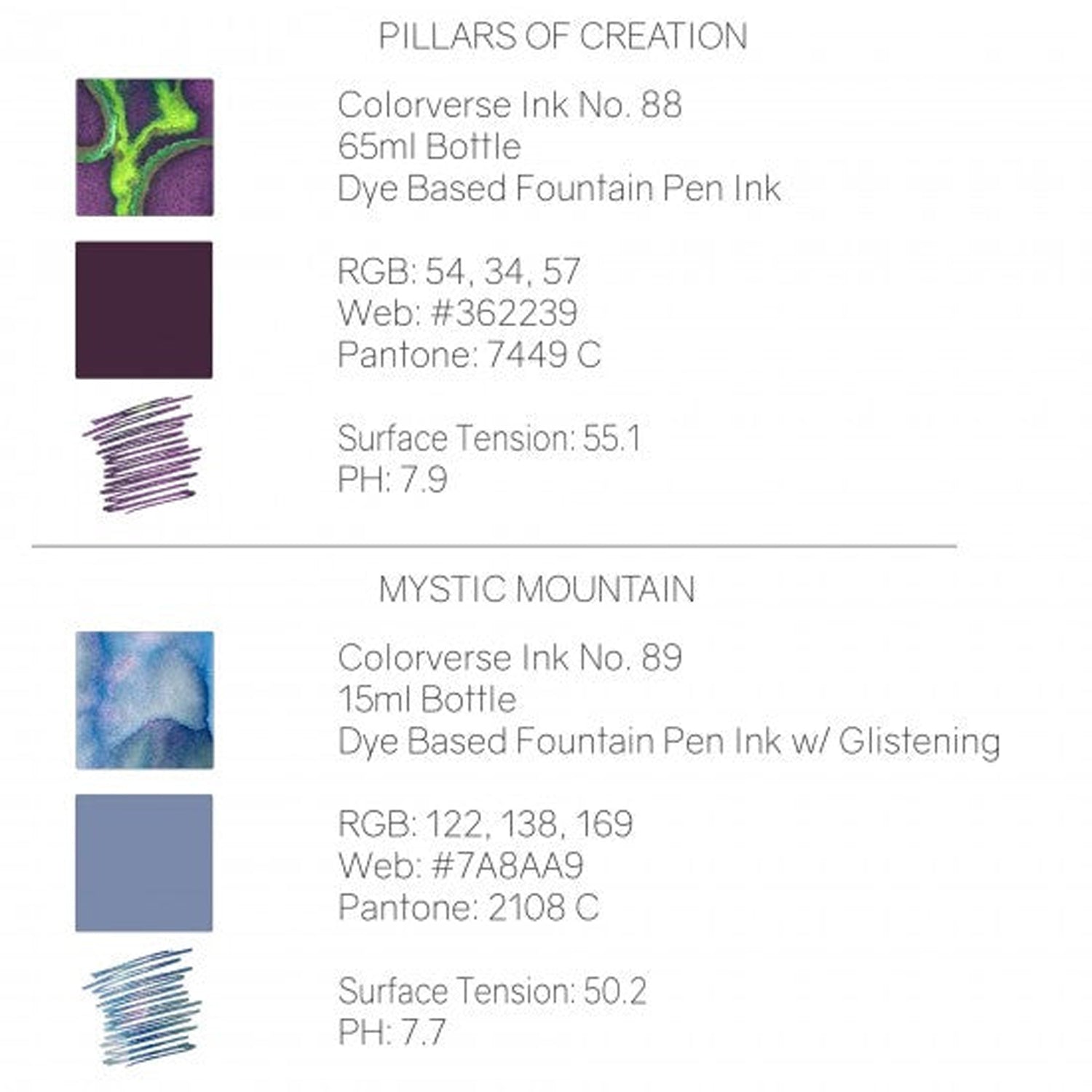 Colorverse Eye On The Universe Season 7 Ink Bottle Set (Pillars of Creation/Mystic Mountain - 65 ML/15 ML) E-88/89