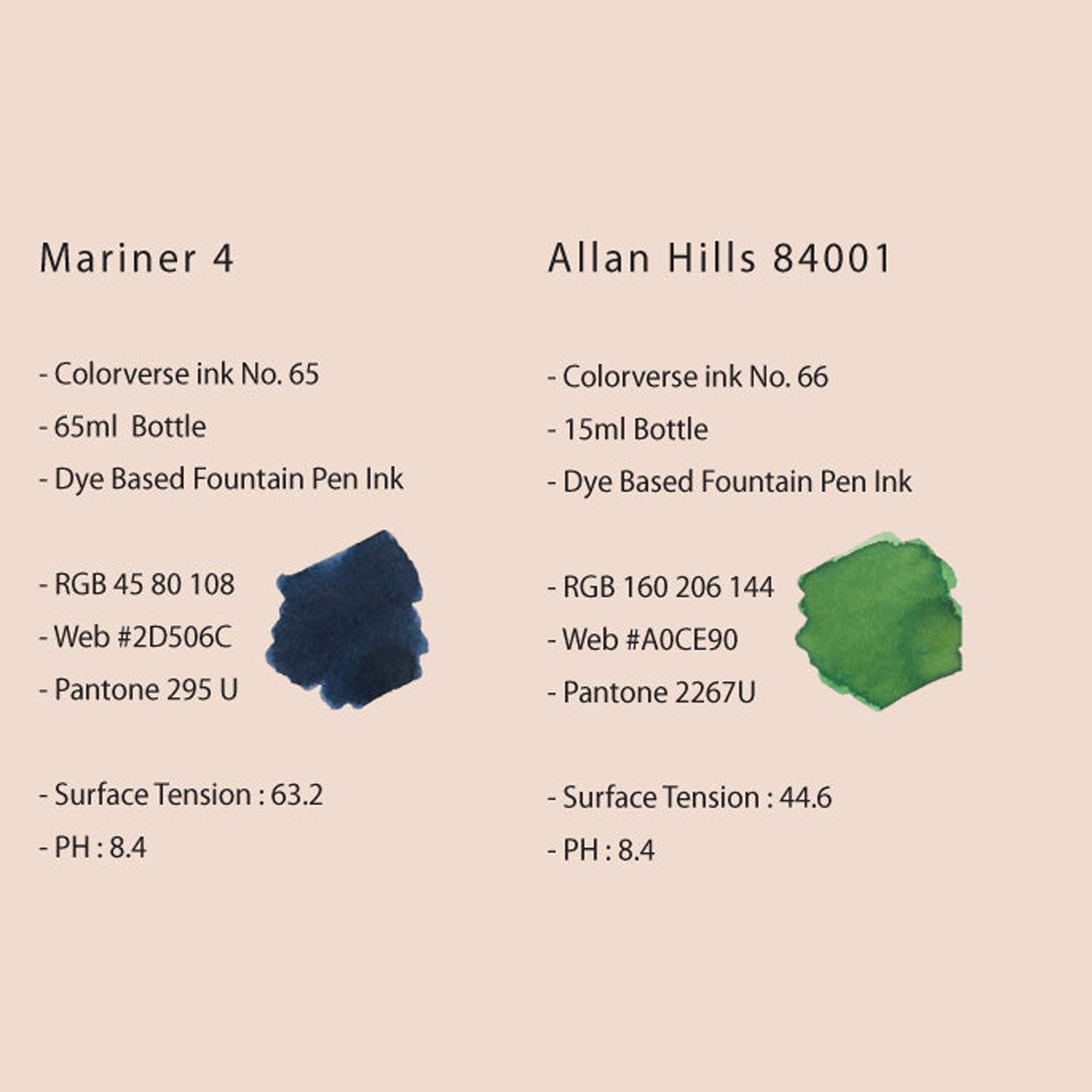 Colorverse The Red Planet Ink Bottle Set (Mariner 4/Allan Hills 84001 - 65 ML/15 ML) R-65/66
