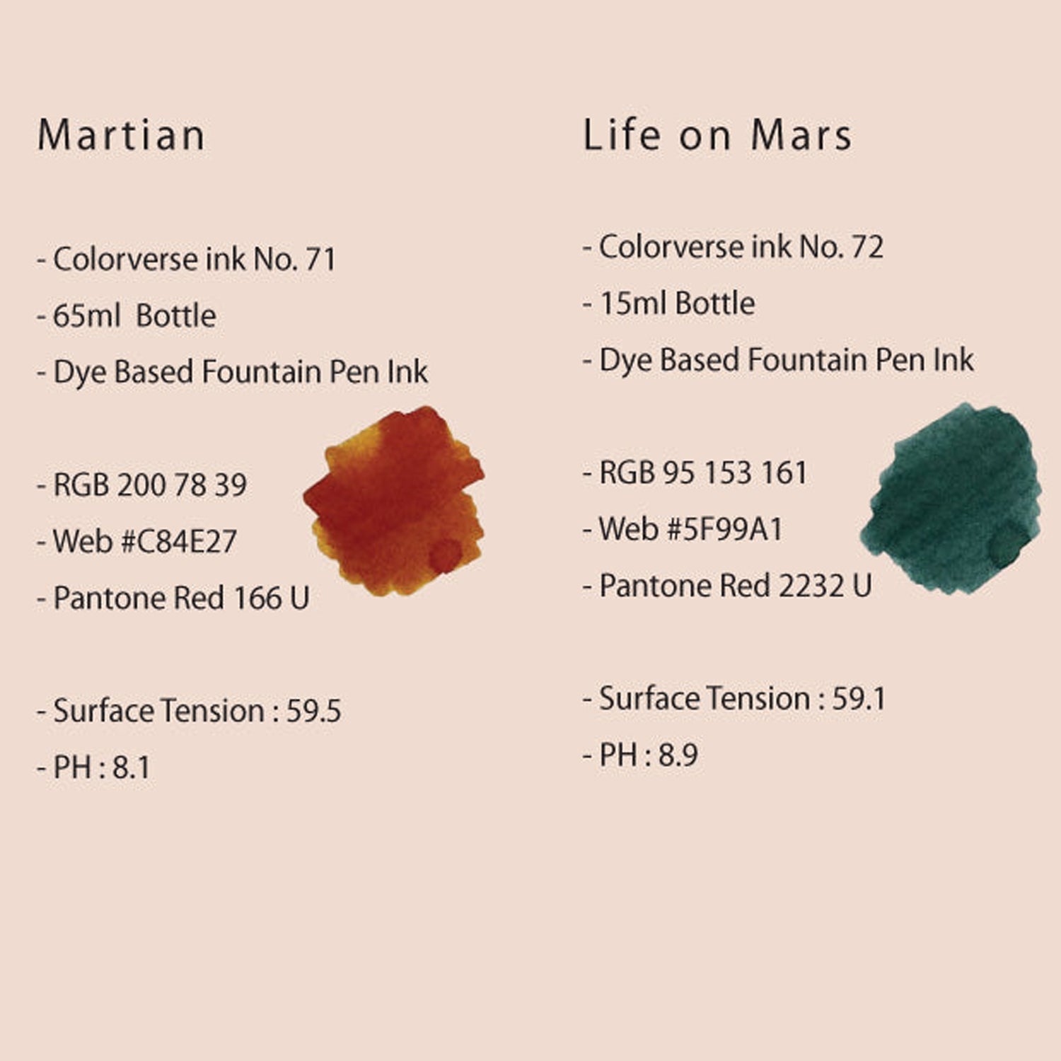 Colorverse The Red Planet Ink Bottle Set (Martian/Life on Mars - 65 ML/15 ML) R-71/72