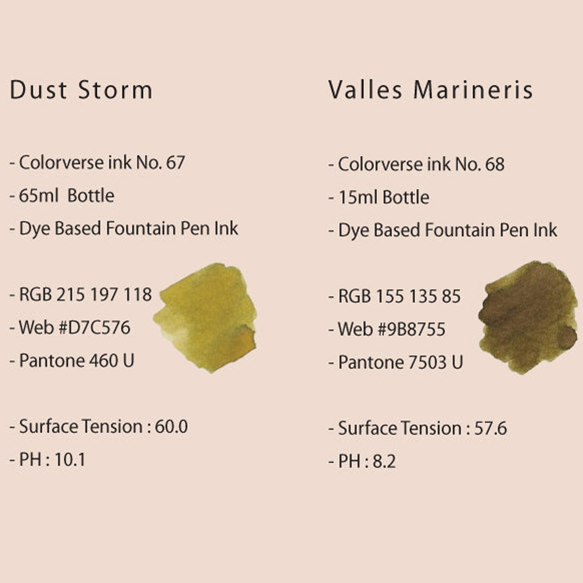 Colorverse The Red Planet Ink Bottle Set (Dust Storm/Valles Marineris - 65 ML/15 ML) R-67/68