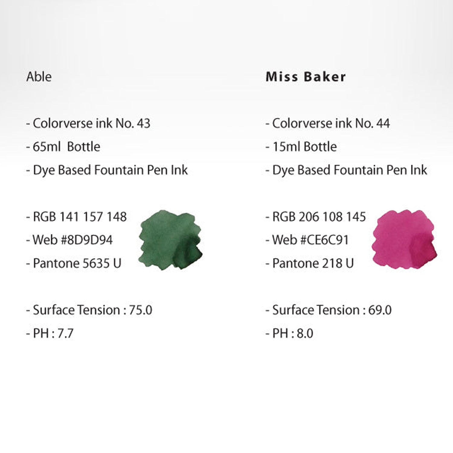 Colorverse Trailblazer In Space Ink Bottle Set (Able/Miss Baker - 65 ML/15 ML) T-43/44
