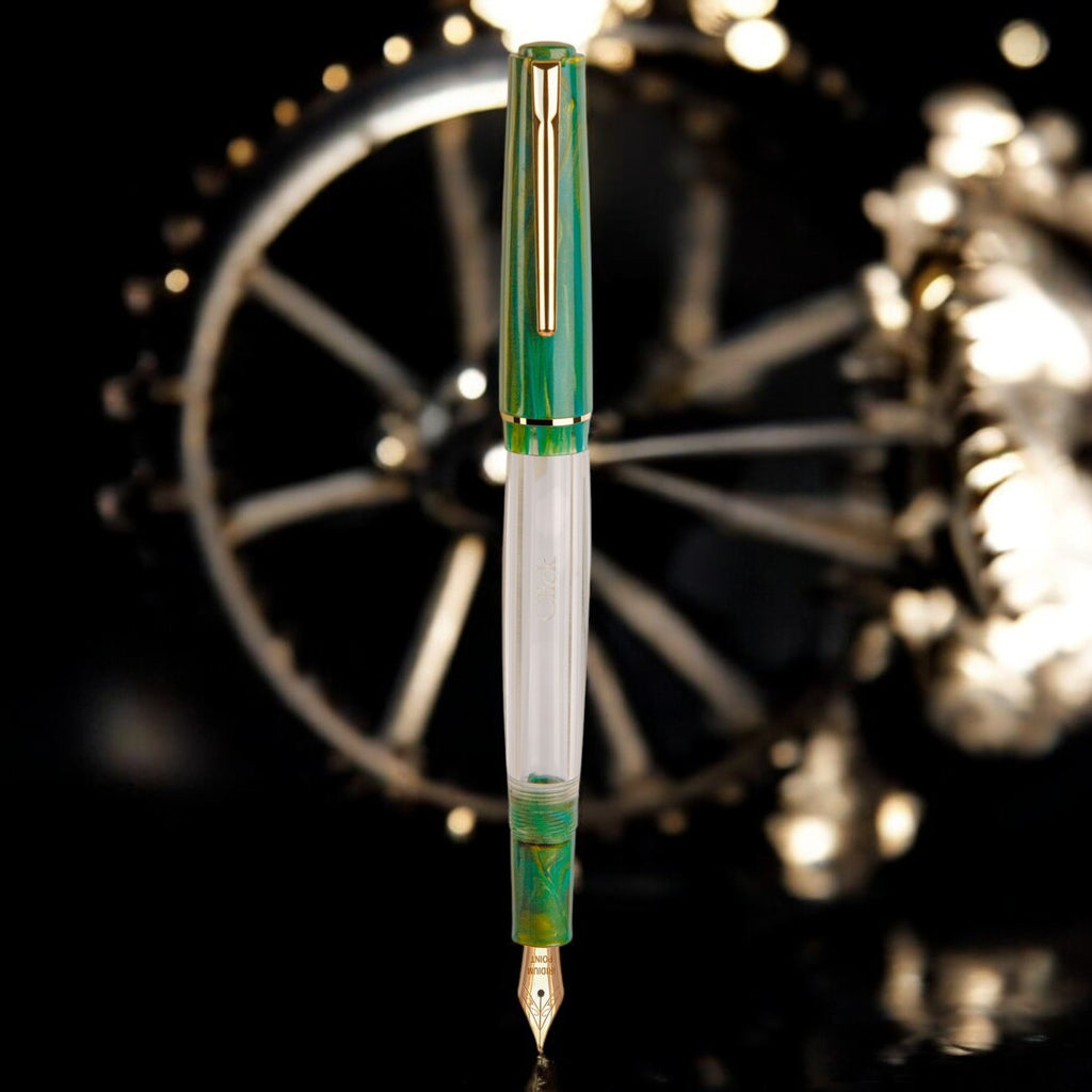 Click Black Bird HT Green Marble GT Fountain Pen CLK1300140GM
