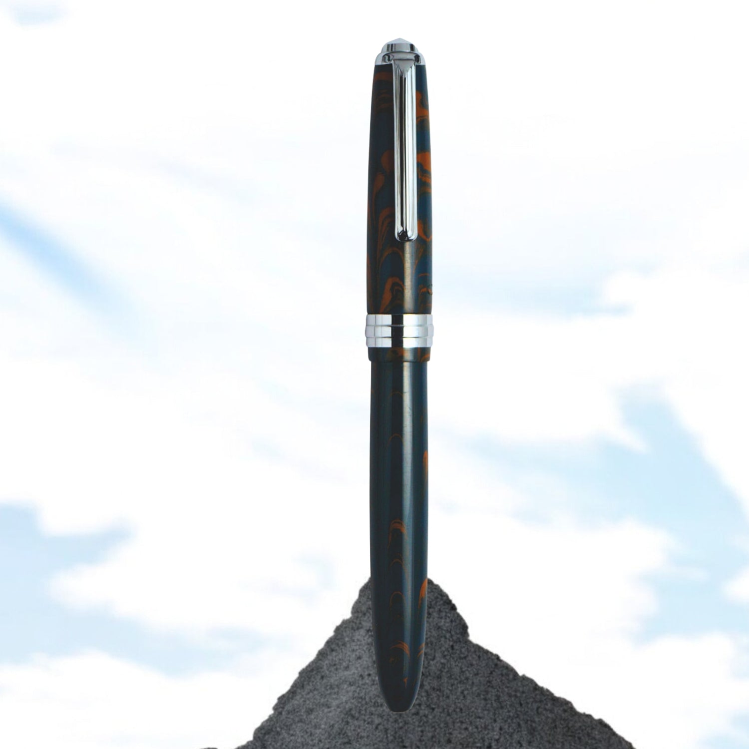 Click Falcon Ebonite Brown/Teal Blue Fountain Pen CLK130090EBRT