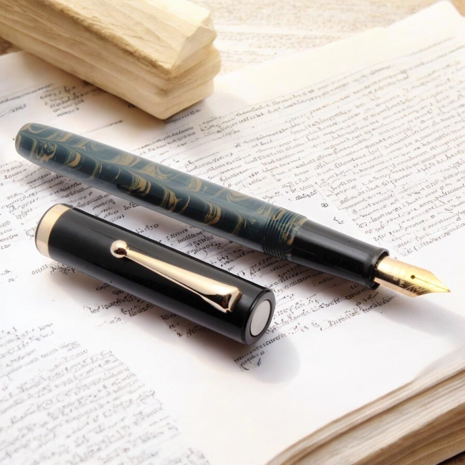 Click Orion Ebonite Teal Blue/Brown GT Fountain Pen CLK1605HETLBUBR