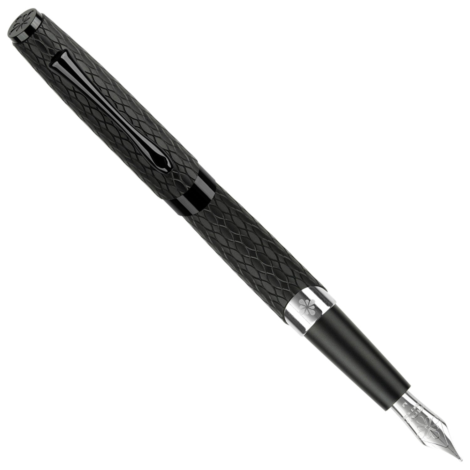 Diplomat Cobra Black Guilloche PVD Fountain Pen
