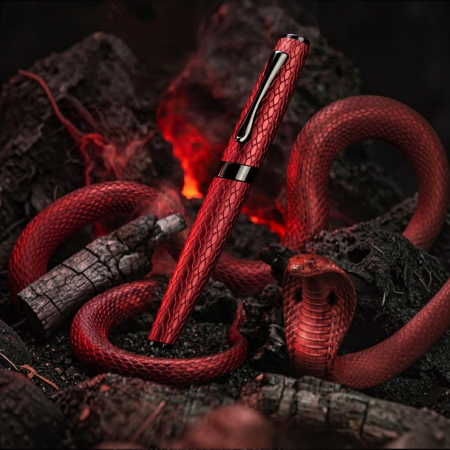 Diplomat Cobra Burgundy Guilloche PVD Fountain Pen