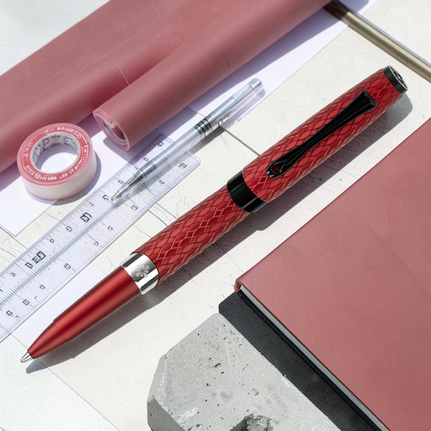 Diplomat Cobra Burgundy Guilloche PVD Roller Ball Pen D41402030