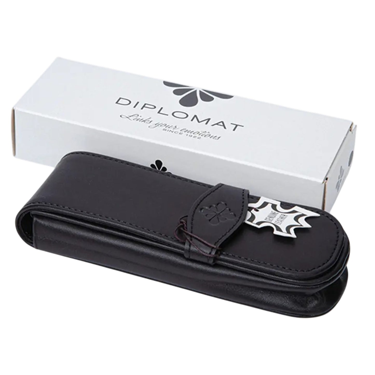 Diplomat Leather Two Pen Case (Black) D41000002