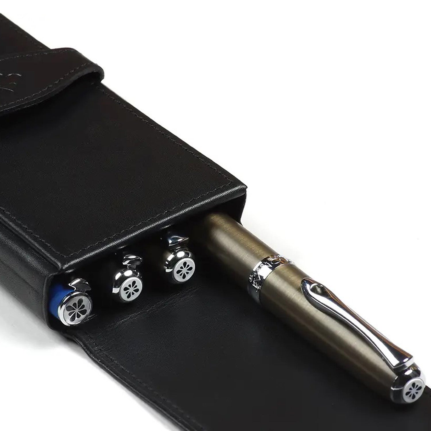 Diplomat Leather Four Pen Case (Black) D41000004