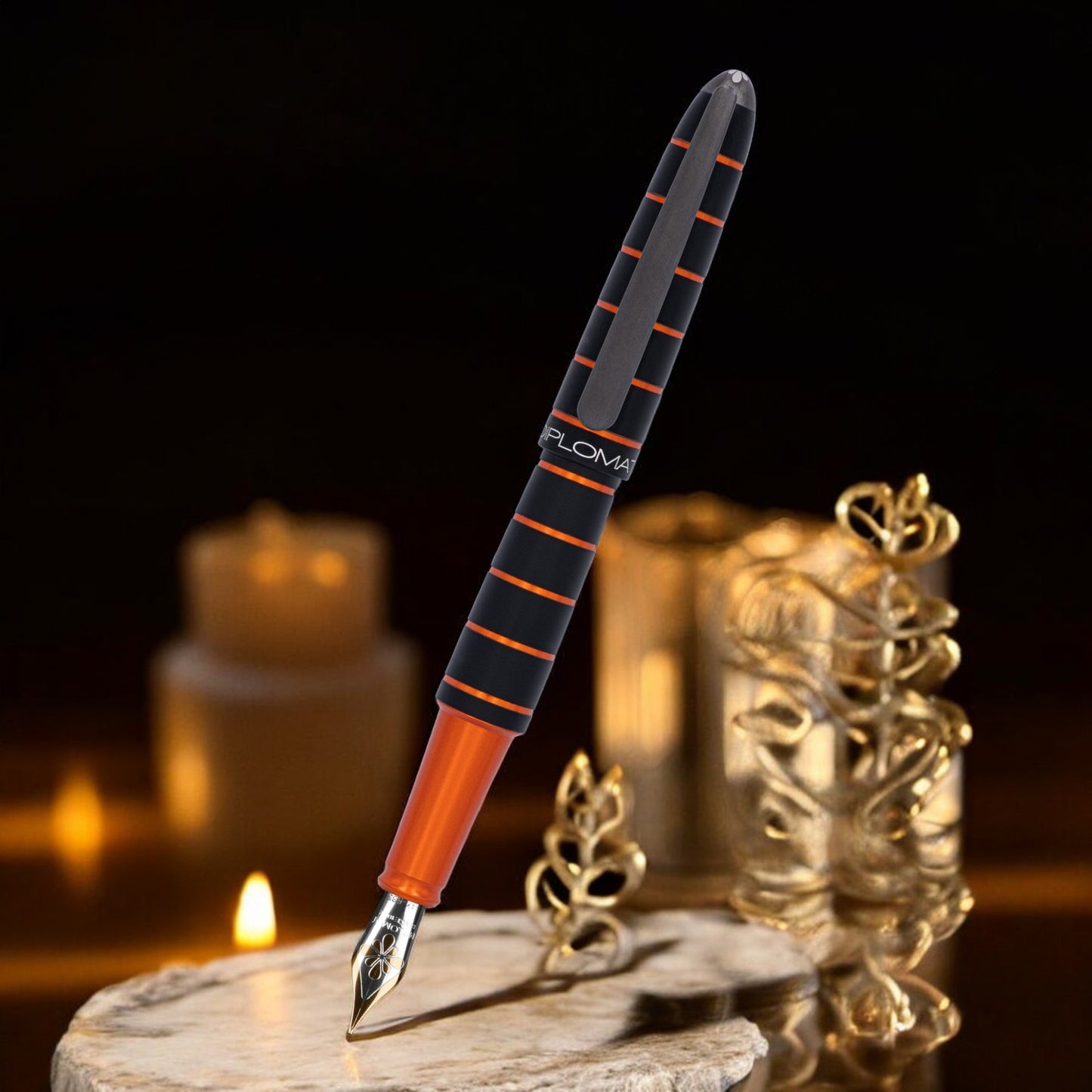 Diplomat Elox Black/Orange 14K Gold Fountain Pen
