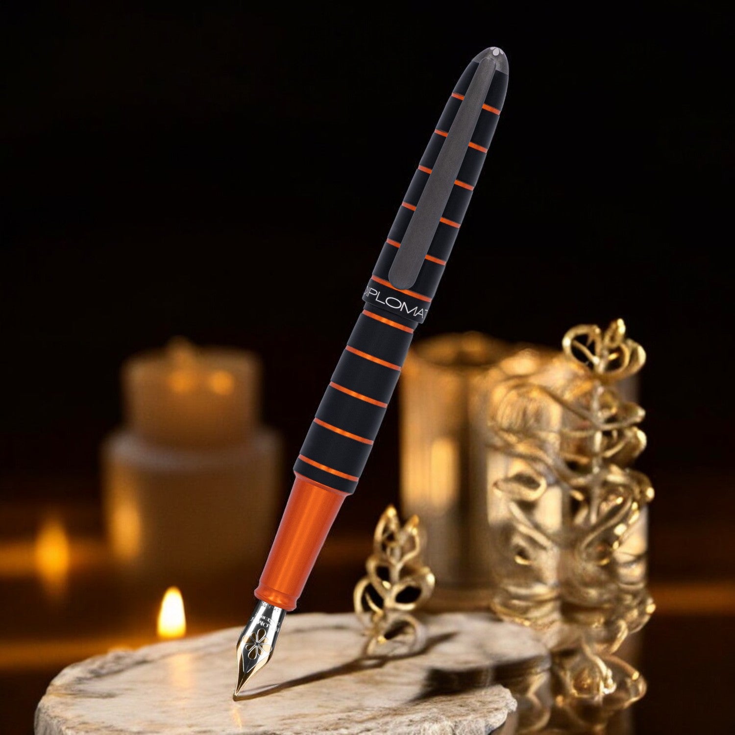 Diplomat Elox Black/Orange 14K Gold Fountain Pen