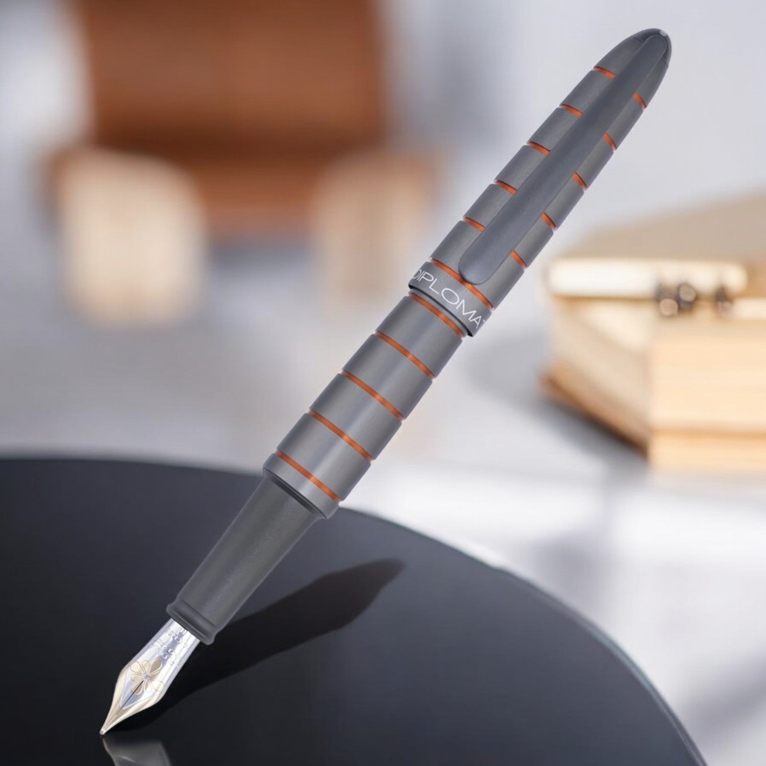 Diplomat Elox Ring Grey/Orange 14CT Fountain Pen