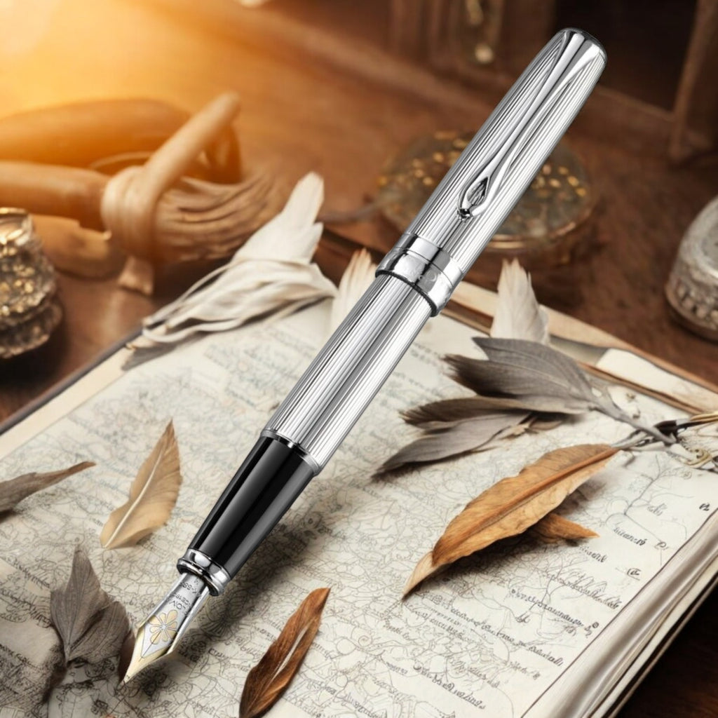 Diplomat Excellence A2 Guilloche Chrome 14K Gold Fountain Pen