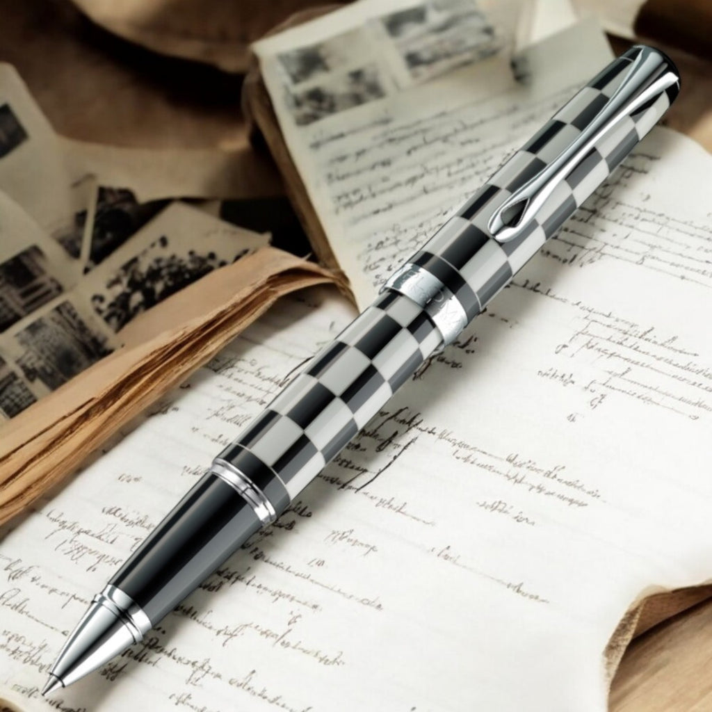 Diplomat Excellence A Plus Rome Black White Roller Ball Pen D40102030