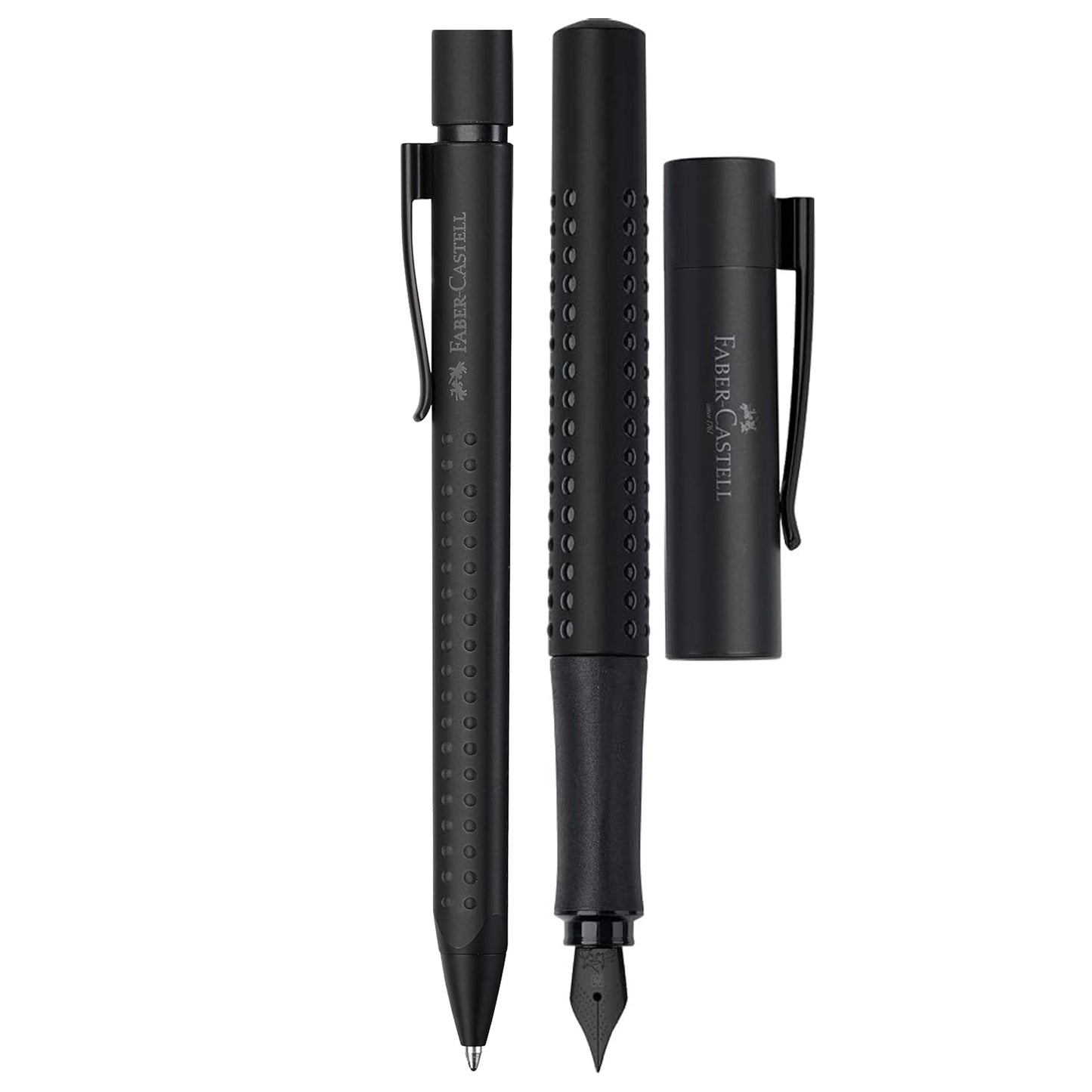 Faber-Castell Design Grip 2011 Black PVD Fountain Pen + Ballpoint Pen Gift Set 201626