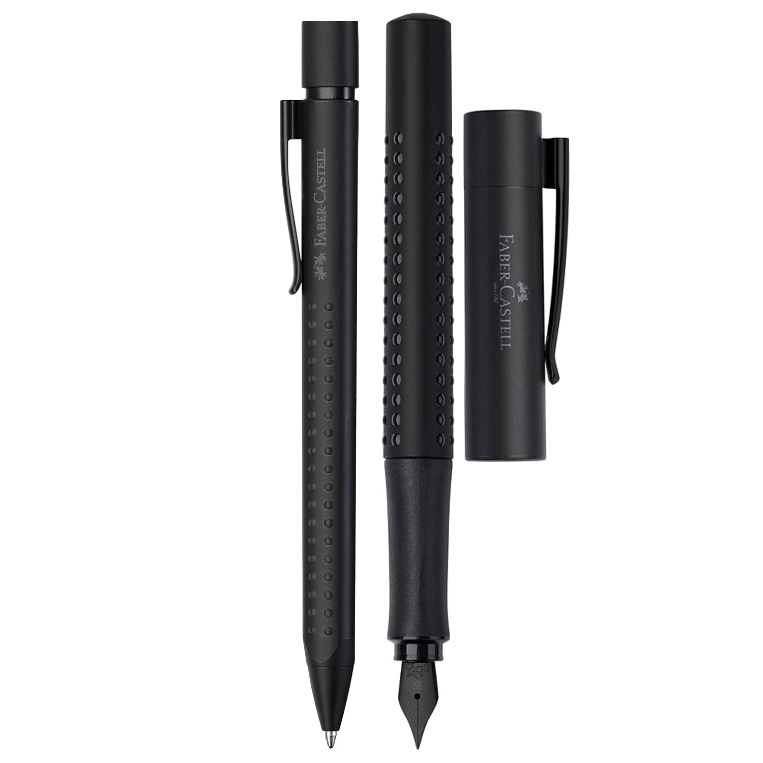 Faber-Castell Design Grip 2011 Black PVD Fountain Pen + Ballpoint Pen Gift Set 201626