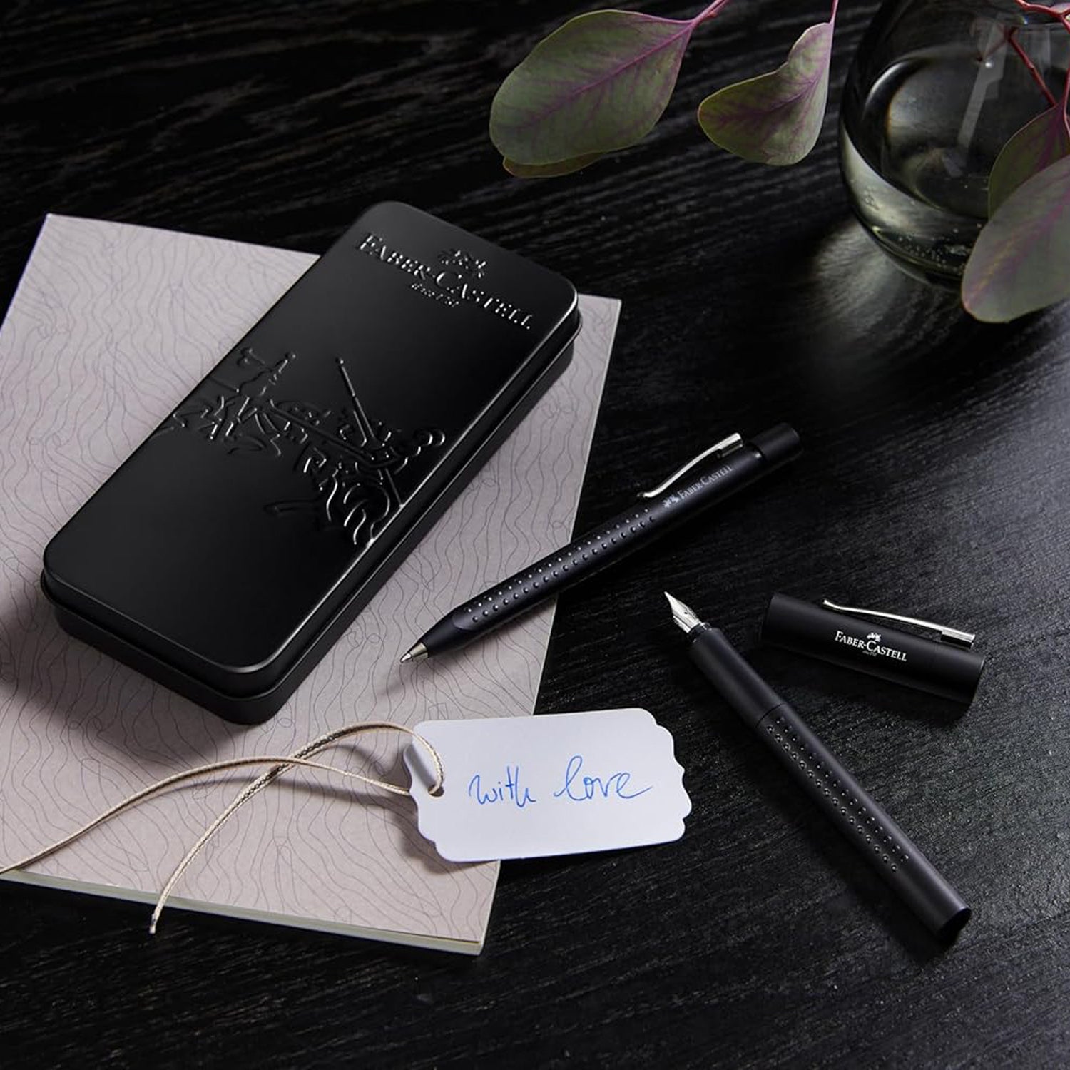 Faber-Castell Design Grip 2011 Black PVD Fountain Pen + Ballpoint Pen Gift Set 201626