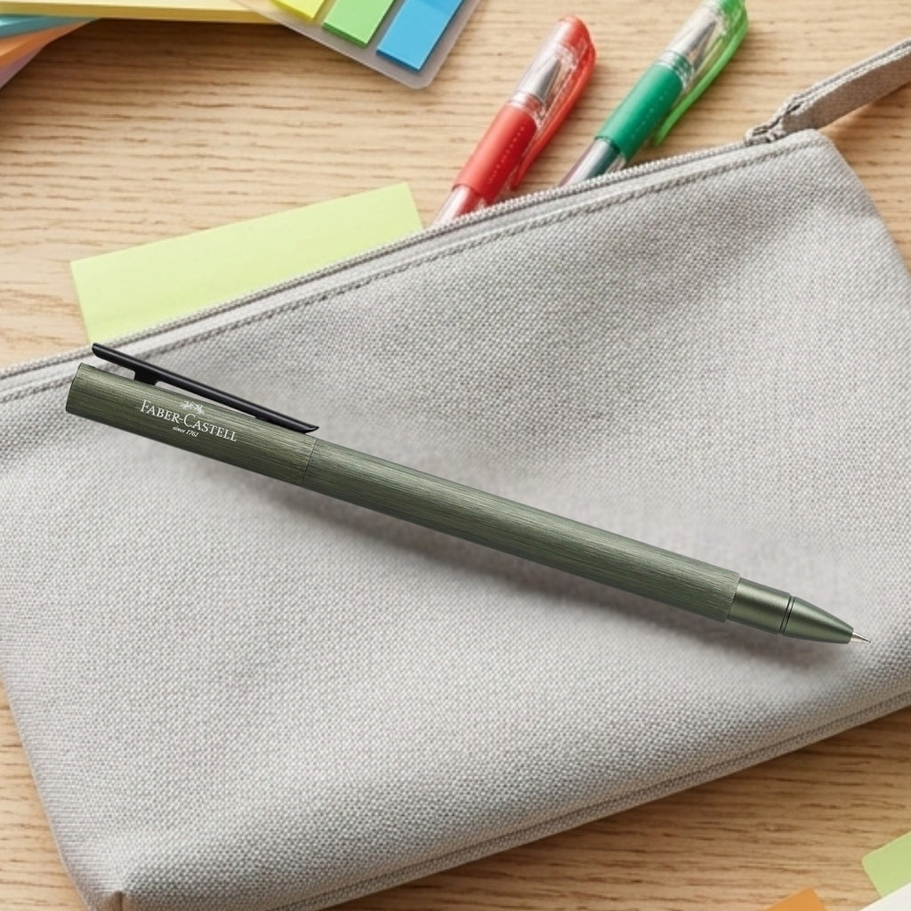 Faber-Castell Design Neo Slim Aluminium Olive Green PVD Roller Ball Pen 146156