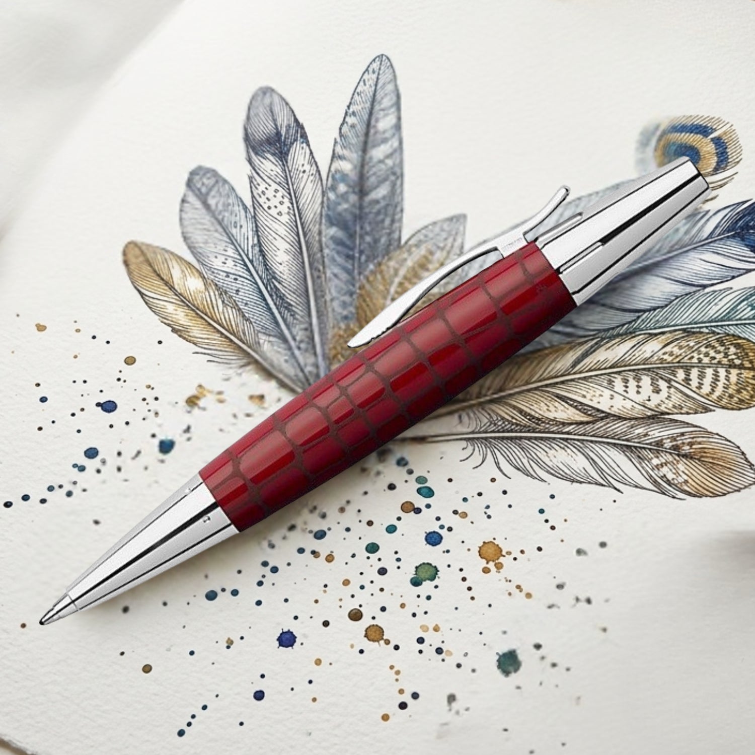 Faber-Castell Emotion Croco Hibiscus Red Ball Pen 148357