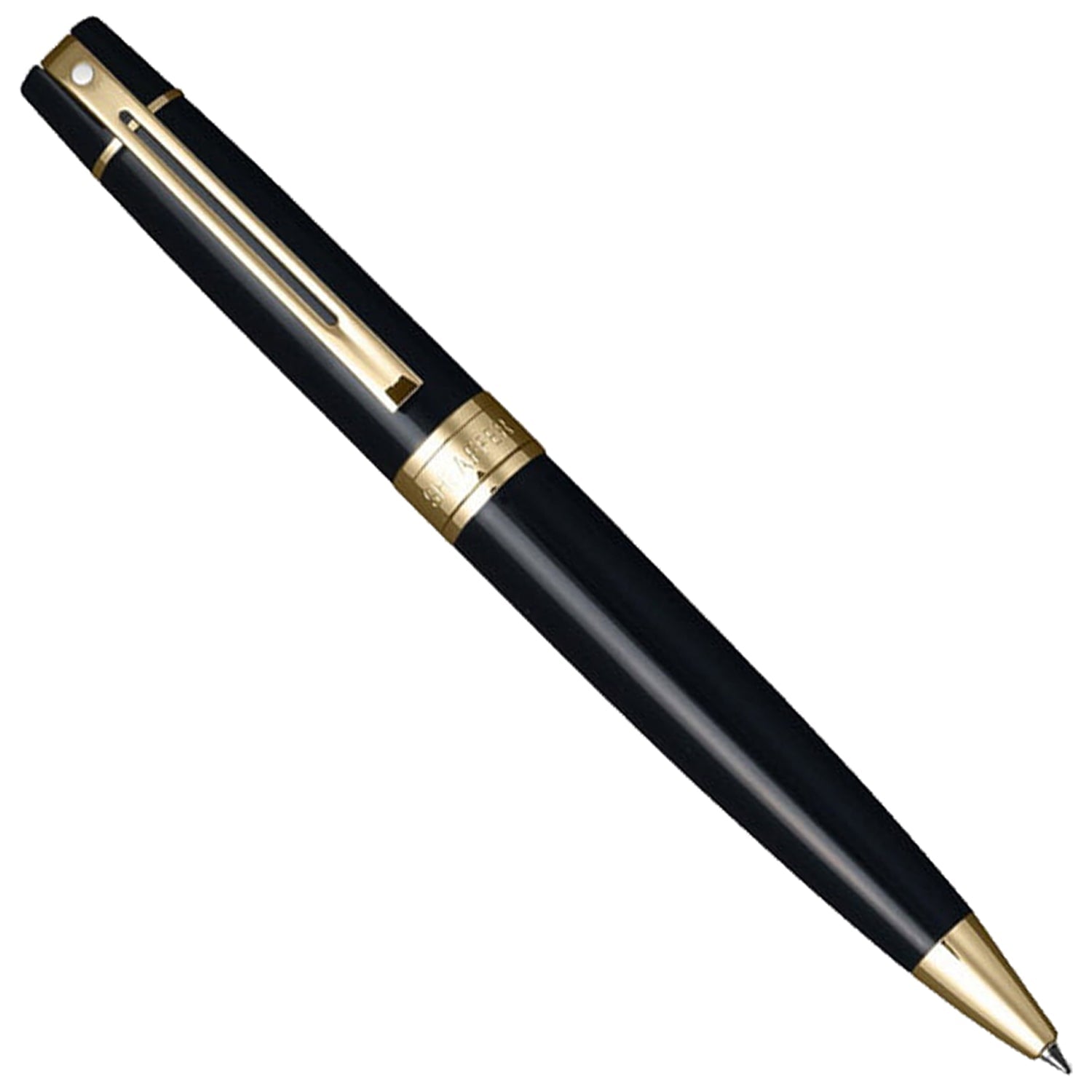 Sheaffer 300 Glossy Black GT Ballpoint Pen + Table Clock Gift Set G9325