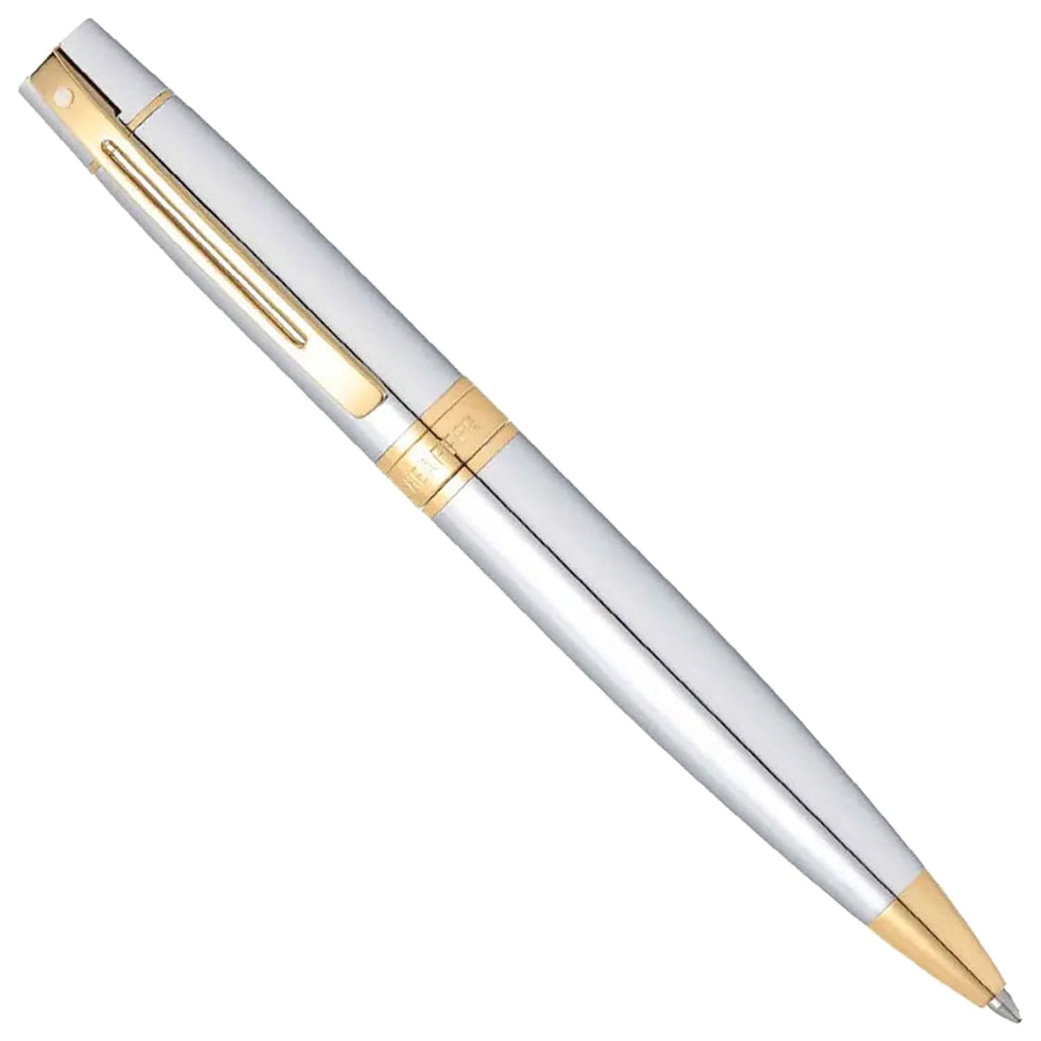 Sheaffer 300 Bright Chrome GT Ballpoint Pen + Table Clock Gift Set G9342