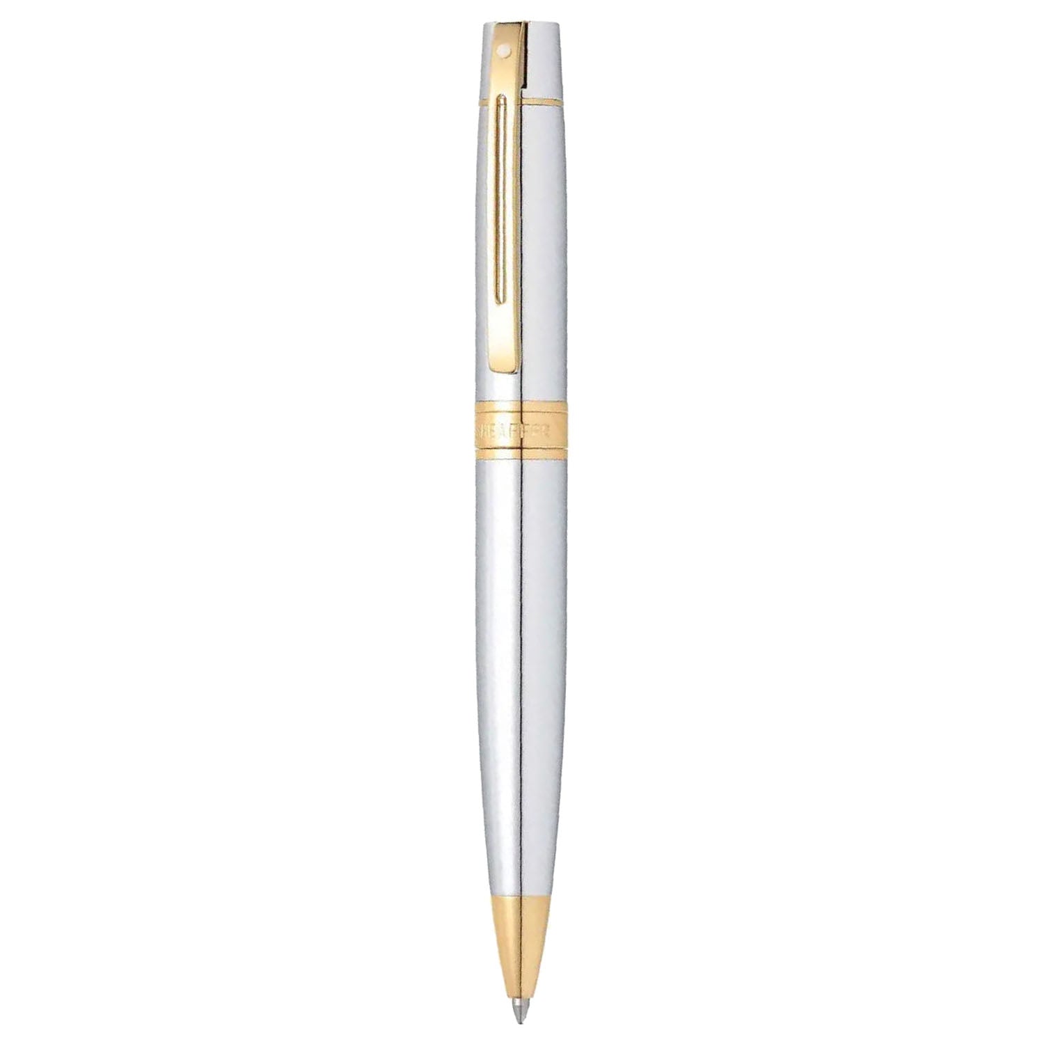 Sheaffer 300 Bright Chrome GT Ballpoint Pen + Table Clock Gift Set G9342