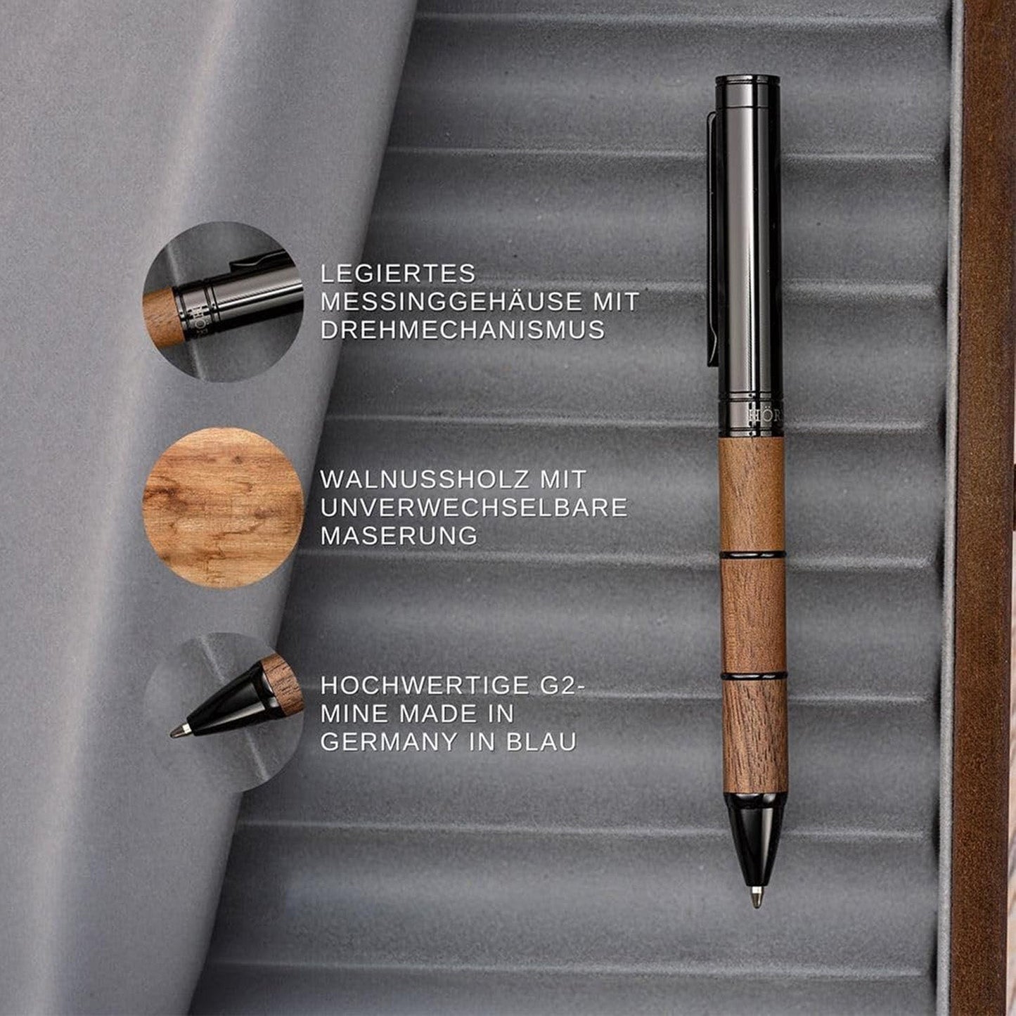 Horner Obscurus Walnut Wood PVD Ballpoint Pen 1040-B