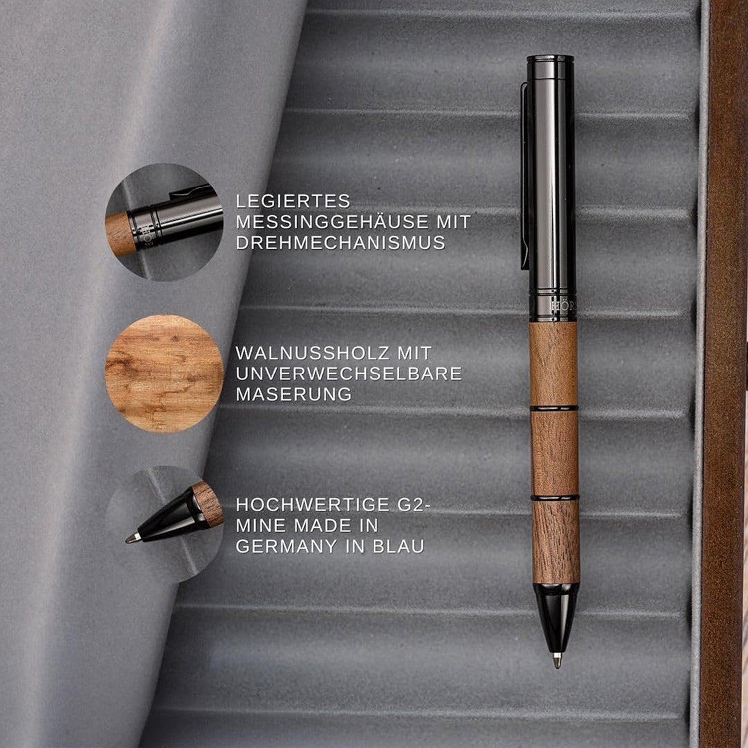 Horner Obscurus Walnut Wood PVD Ballpoint Pen 1040-B