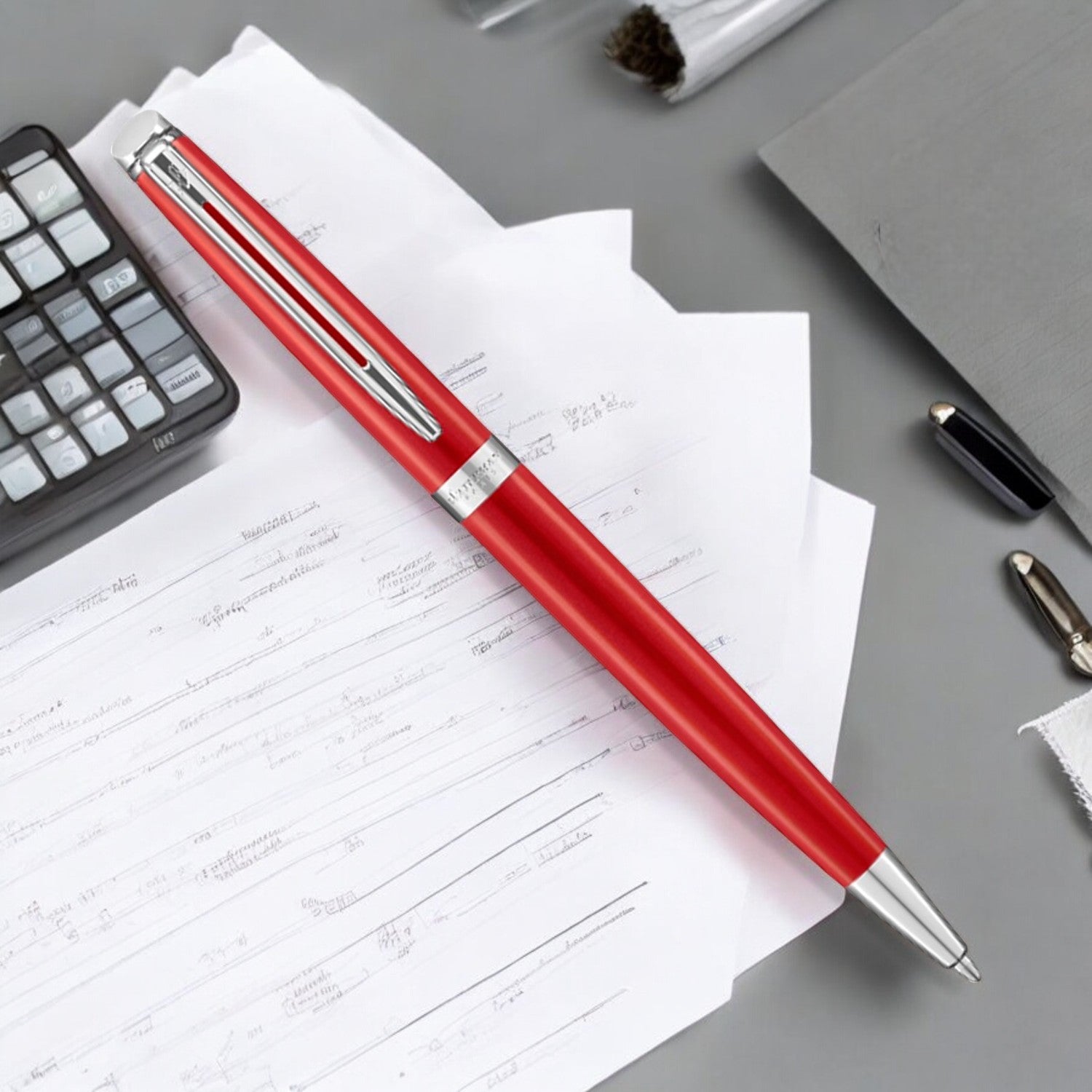 Waterman Hemisphere Matte Stainless Steel Red CT Ballpoint Pen 9000034683