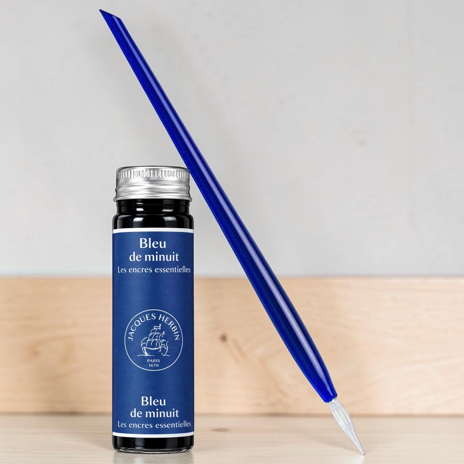 Jacques Herbin La Plume De Verre Glass Pen Set (Blue) 20012JT