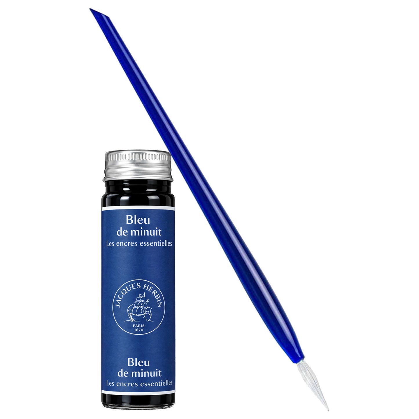 Jacques Herbin La Plume De Verre Glass Pen Set (Blue) 20012JT