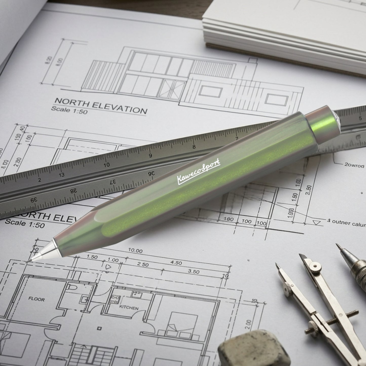 Kaweco Lunar Sport Shadow Green CT Mechanical Pencil (0.7 MM) 11000533 (Clip Not Included)
