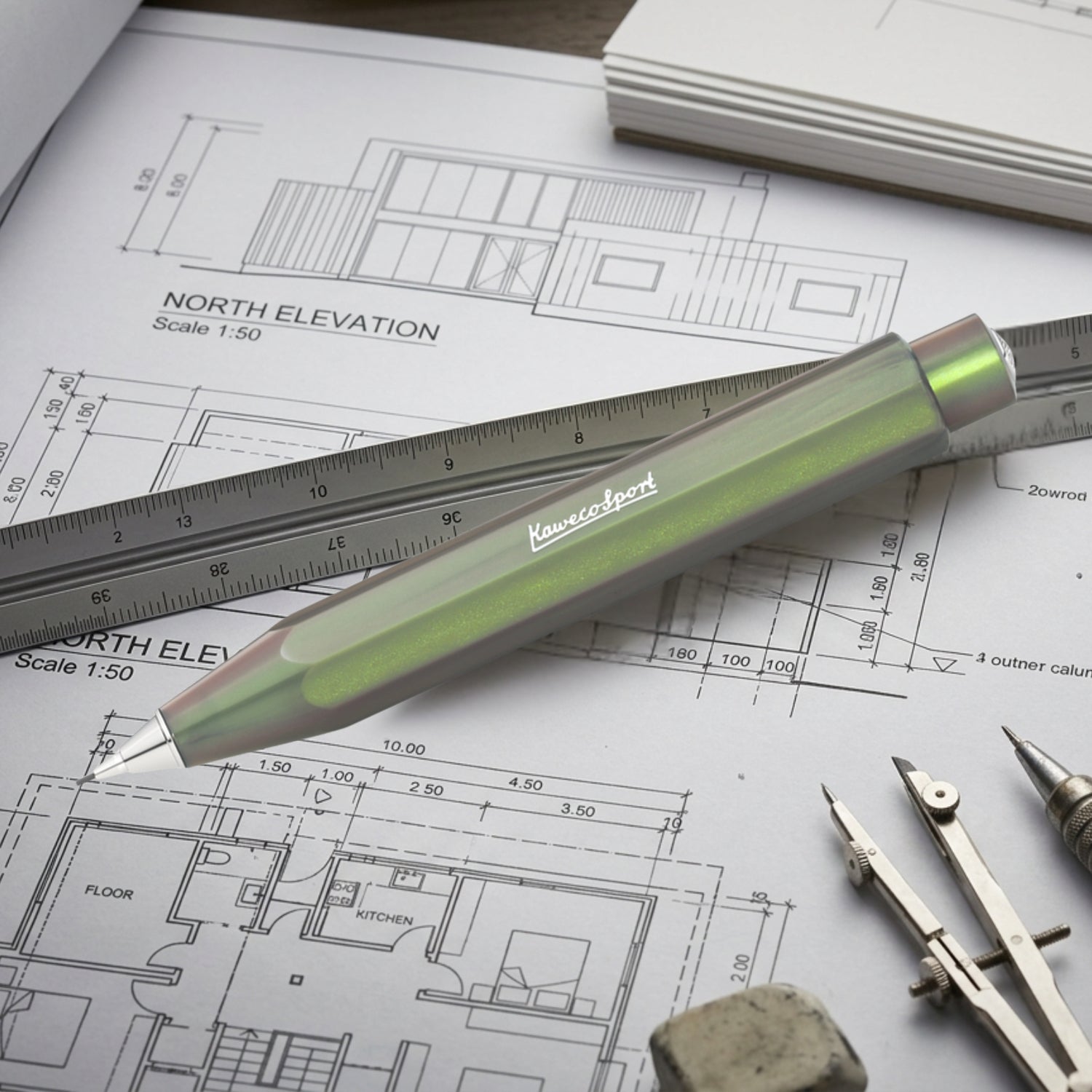 Kaweco Lunar Sport Shadow Green CT Mechanical Pencil (0.7 MM) 11000533 (Clip Not Included)