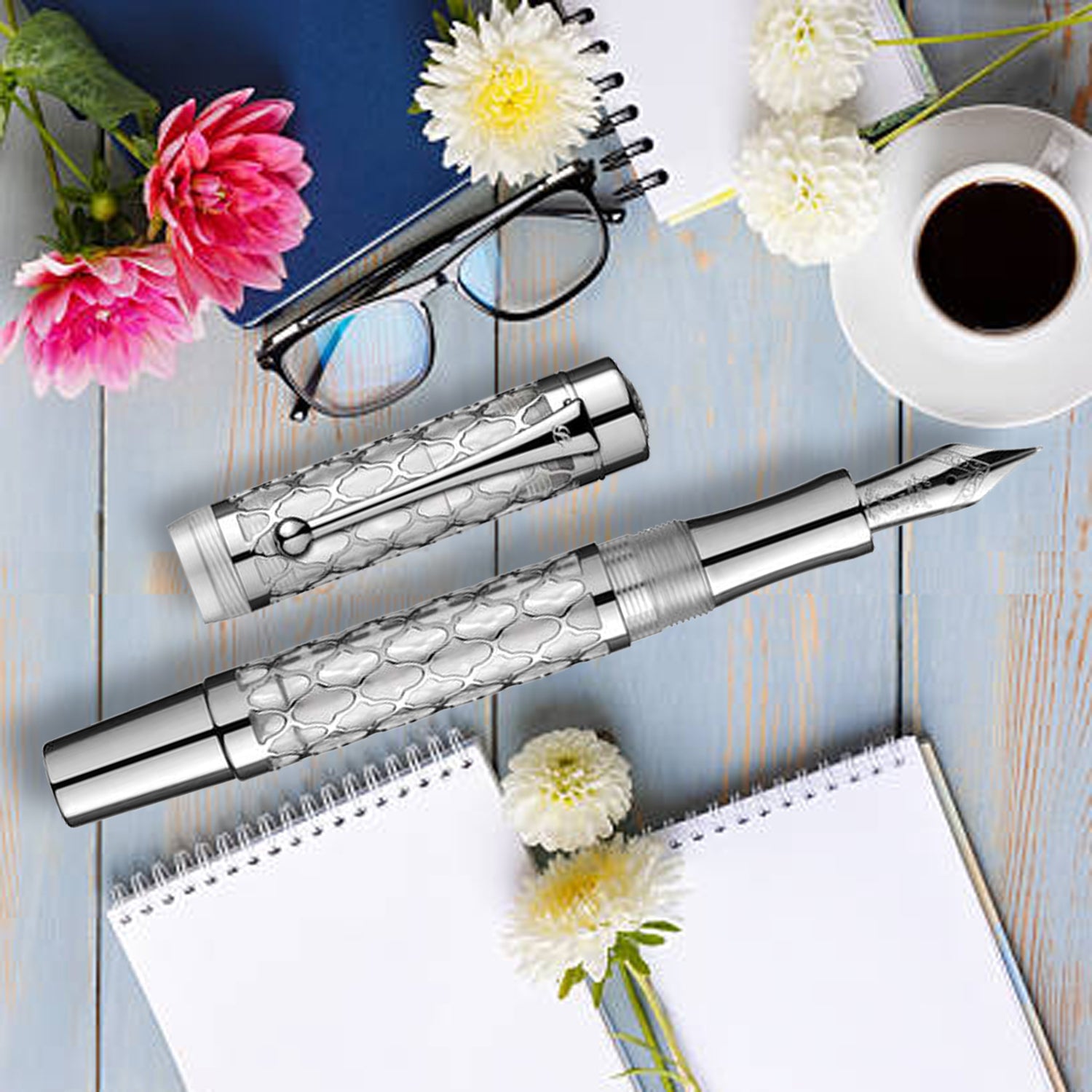Laban Flora Silver CT Fountain Pen