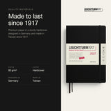 Leuchtturm1917 2027 Black Hardcover Daily Planner (A5 - Lined) 400324