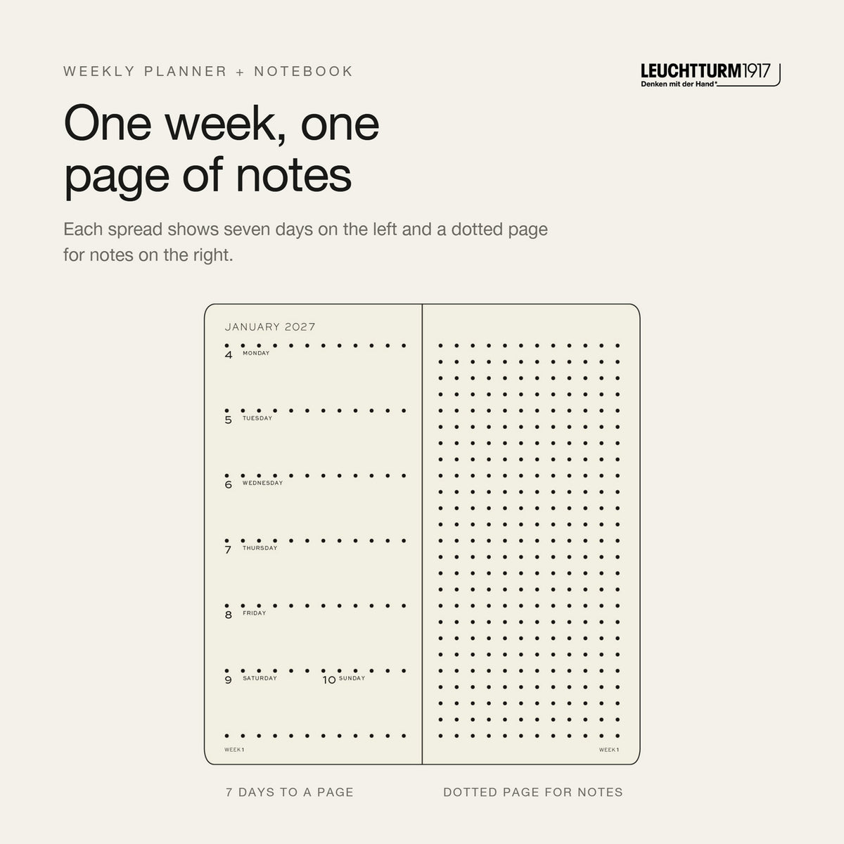 Leuchtturm1917 2027 Sunflower Hardcover Weekly Planner (90X190MM - Dotted) 400266